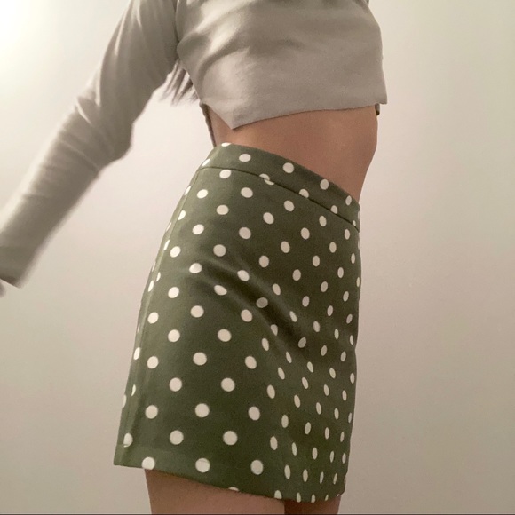 Polka dot green A-line skirt - Picture 2 of 4